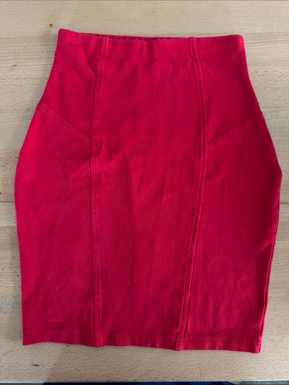 Vintage Cristina 80s Red High-Waist Stretch Pencil Skirt